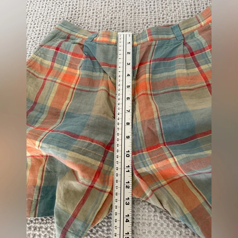 Ralph Lauren Plaid Cotton Shorts in Blue, Orange, Tan Women’s Size 12